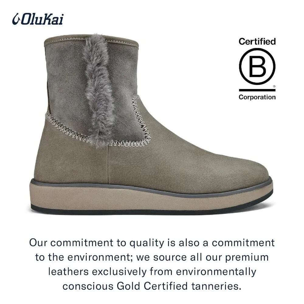 OluKai Paina Hulu Women's Boots Booties $160 in Fog Grey